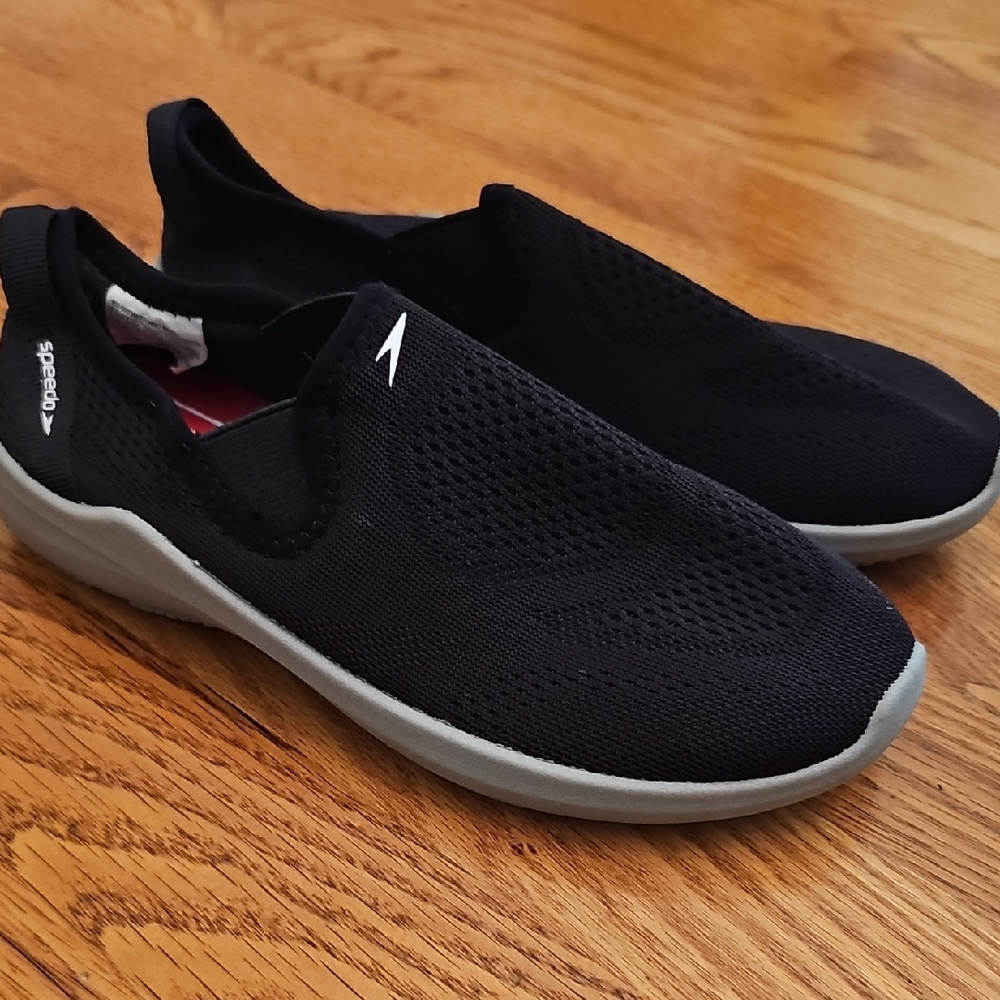 Speedo Black Mesh Slip-On Shoes